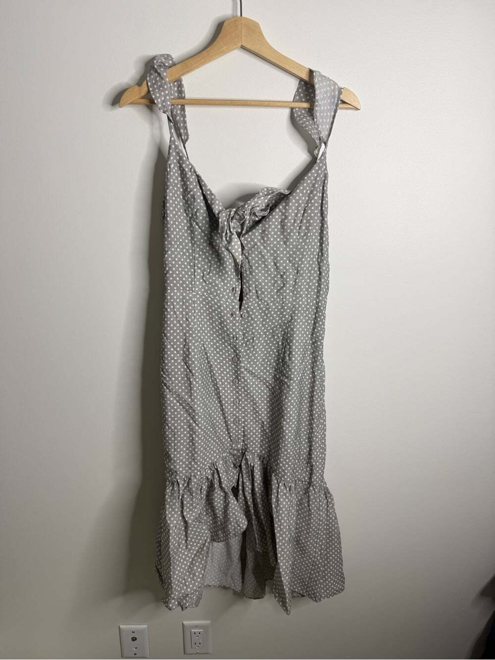 Lost in Lunar Polka Dot High-Low Dress in Light Gray st. Claire maxi NWT Medium